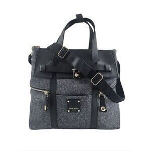 Henri Bendel Large Jetsetter Convertible Backpack Crossbody Bag Tweed Leather